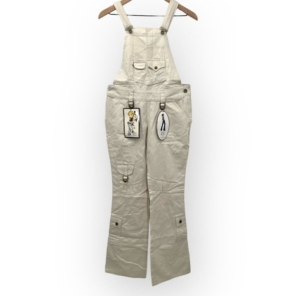 Vintage Y2K Quizz New York Flare Leg Bib Overall Jeans 9/10 NWT - Picture 1 of 13